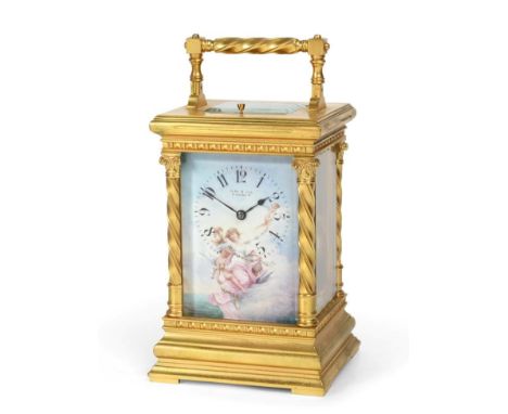 A Brass Striking and Repeating Carriage Clock, signed Drocourt, retailed by Le Roy &amp; Fils, 57 New Bond St, circa 1890, ca