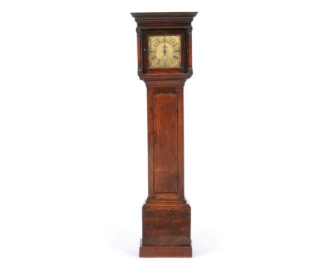 An Oak Thirty Hour Longcase Clock, signed Jonas Barber, Number 14, circa 1749, flat top pediment, wavy shaped trunk door, 10-