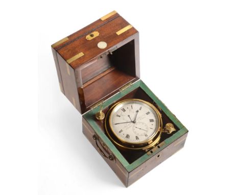 A Mahogany and Brass Bound Two Day Marine Chronometer, signed French, Royal Exchange, London, No.5476, circa 1860, the three 