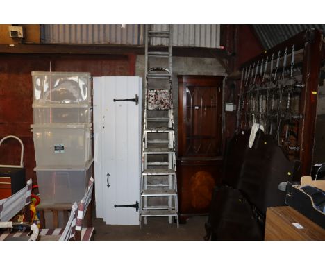 An aluminium extending ladder and an aluminium step ladder 