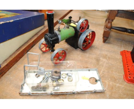 A Mamod model steam tractor and box of accessories