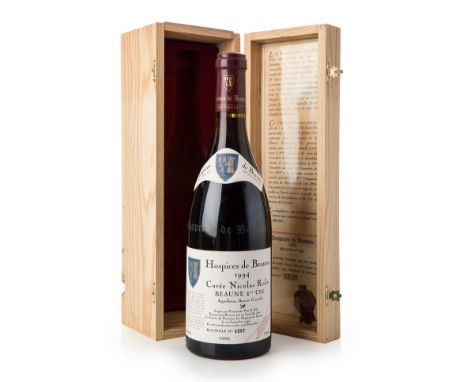A bottle Hospices de Beaune Premier Cru Cuvée Nicolas Rolin 1994, Beaune, France.Category: red wine.Serial number 1537.With i