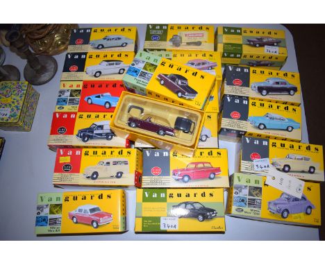 Die-cast car models by Vanguards, to include: Ford Angela; Morris Minor 1000; Triumph Herald; Vauxhall Viva SL; etc.