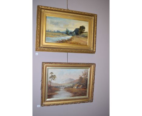 An oil painting, by A.M. Penney - "Inveresk", signed, inscribed and dated 1887; together with another oil painting, by R. Lin