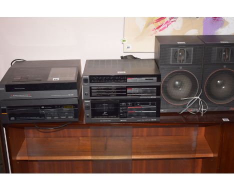 A Philips full automatic Tangential record player; a CD player; stereo receiver and automatic stereo cassette deck; together 