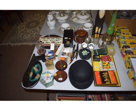 Miscellaneous collectables, to include: a Woodrow Piccadilly London bowler hat; badger hair shaving brushes; letter openers; 