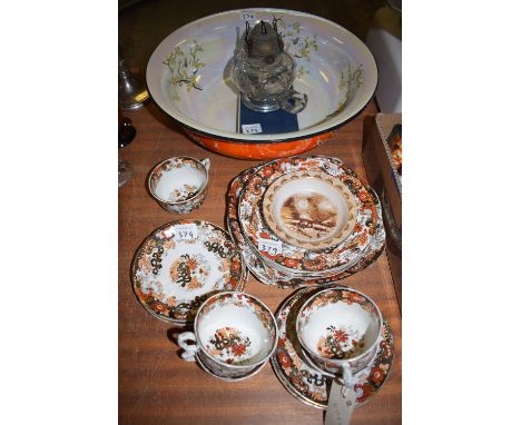 A Victorian part tea set; a Carlton ware bowl with Bairnsfather decoration, titled "Well if you know's of a better 'ole go to