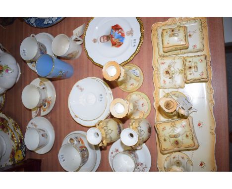 A Victorian dressing table set; together with a collection of coronation cups; saucers; plates; etc.