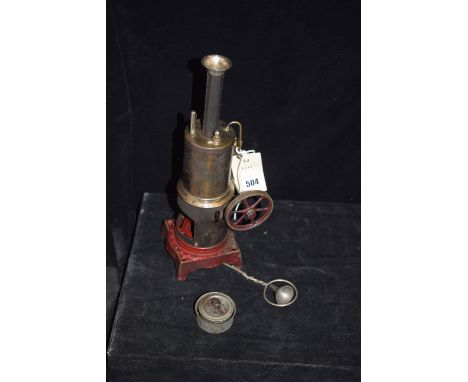 An early 20th Century model live steam engine, possibly German; together with a metal burner.