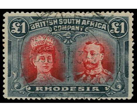 1910-13 Double Heads, perf 14, £1 bright scarlet and bluish grey-black (RSC "K"), fine used with Fife cds, Ex Baillie 