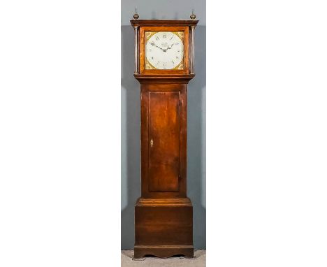 An early 19th Century oak longcase clock by Robert Apps of Battle, the 12ins square painted dial with Arabic numerals, the sp