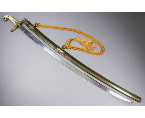 A Victorian 1831 pattern Officers dress sword in the Marmeluke style, the 32ins bright steel blade decorated with scrollwork 