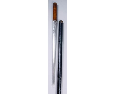 A late 19th Century Indian or South East Asian composite walking cane sword stick with ebonised bamboo shaft, the 16.25ins da