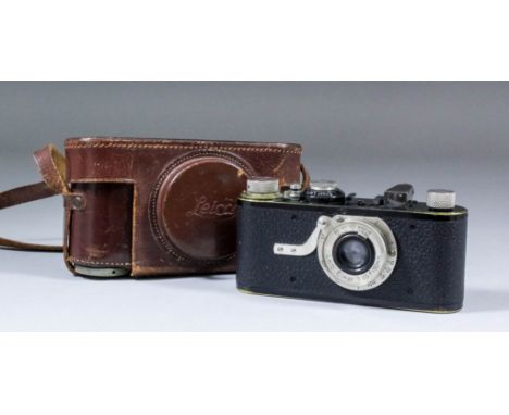 A Leica 1 camera (circa 1929)  with collapsible Leitz Elmar 1:3, 5 F 50mm lens, body No. 19237, with original leather case an