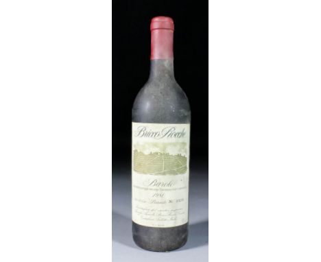 One bottle of Bricco Rocche Barolo 1980 vintage, bottle No. 14236