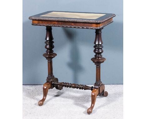 A George IV rosewood rectangular occasional table in the "Gillows" manner, the top inset with figured onyx panel with bead mo