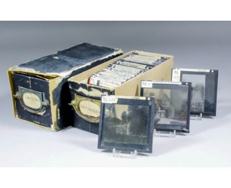 A collection of 19th Century glass photographic slides of Canterbury landmarks including the Cathedral, St. Martins Church, a