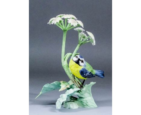 A Royal Worcester bone china limited edition model - "Blue Tit", No. 68 of 250, 8ins high, with framed certificate, and a Roy