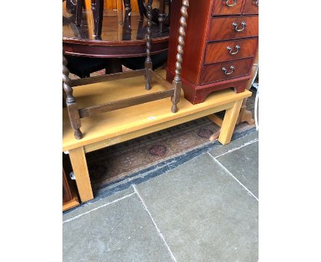 A light oak coffee table 