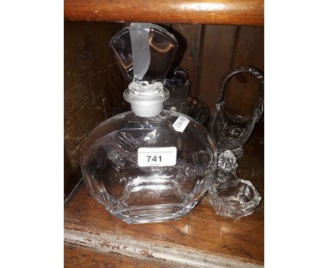 A light and Music decanter and 7 other pieces of glassware 
