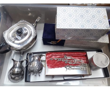 A quantity of silver plated ware including presentation teapot etc. 