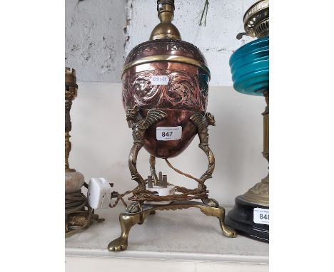 Brass and copper lamp - no shade 
