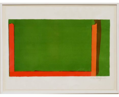 JOHN HOYLAND, 'Small Swiss Green', original lithograph, 1968, hand signed and hand numbered, limited edition 75, 56cm x 74cm,