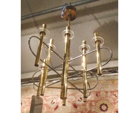 ATOM CHANDELIER BY GAETANO SCIOLARI, octadic point, in brass, chrome and glass, 81cm drop (with faults).