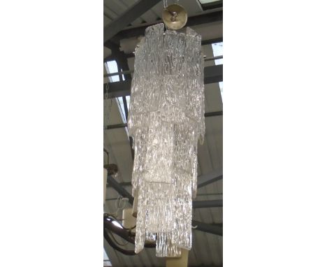 CHANDELIER, 1970's Italian Murano textured panels, 80cm H.