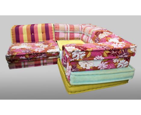 MAH JONG MODULAR SOFA, for Roche Bobois in multicoloured Kenzo fabric, costs £10,000 new, 290cm L x 68cm H x 96cm D.