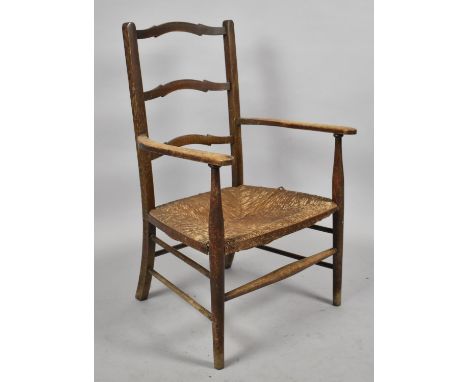 A Rush Seated Ladder Back Armchair 