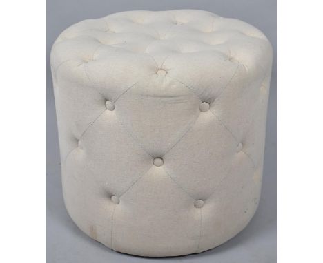 A New Button Upholstered Pouffe, 43cm Diameter and 42cm high 