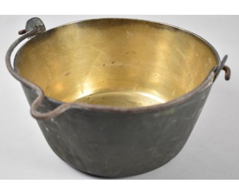 A Vintage Brass Jam Kettle, 27cm Diameter 