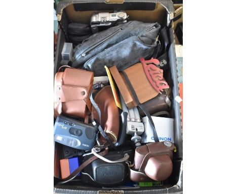 A Collection of Various Vintage Cameras, Camera Cases, Tripods, Leica Stand, Photographic Accessories 