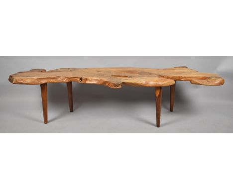 An Elm Rustic Coffee Table Formed From Section Through Tree Trunk, 171cm Long 