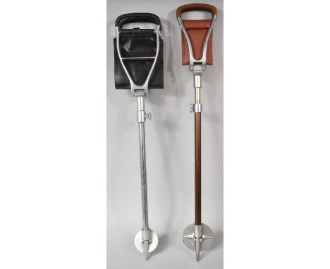 Two Vintage Leather Mounted Shooting Sticks 