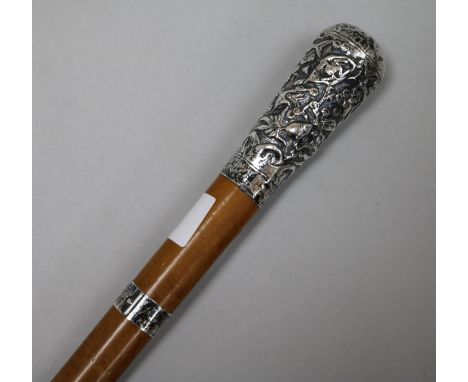 A silver plated topped walking stick