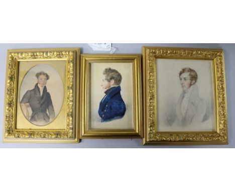 English School, three early 19th century portrait of gentlemen