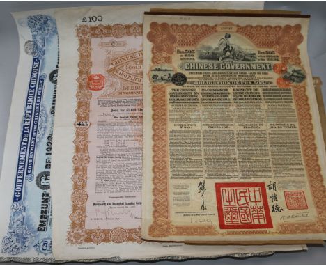 Three Chinese share certificates