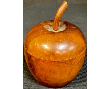 Treen - a mahogany caddy modelled as an apple 