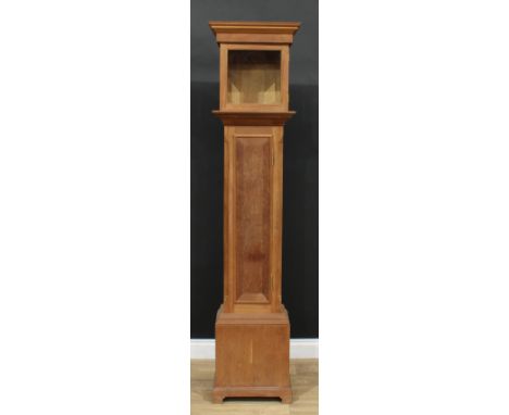 A mahogany longcase clock case, 186cm high, 43.5cm wide, 25.5cm deep, the glass 25cm square 