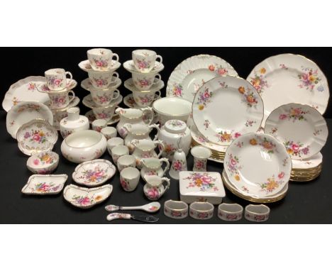 Royal Crown Derby- a Posie tea set for eight, Posie coffee cups and saucers, Posie dinner plates, bowls, desert plates and tr