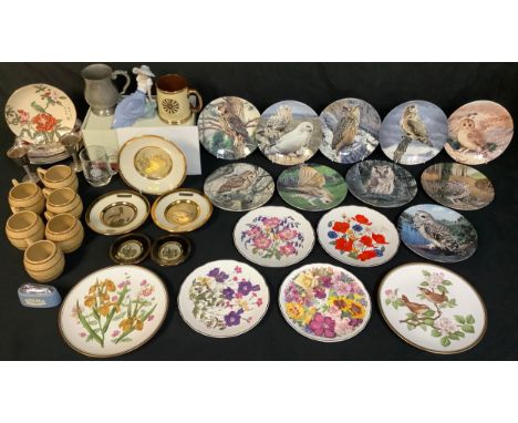 Ceramics - a Nao by Lladro figure, Girl with Bird; a set of ten Wedgwood Danbury Mint collector's plates, The Majesty of Owls