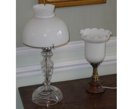A cut glass side light, 33cm high;  another**This lot is located at Cressbrook Hall, SK17 8SY;  Collection is strictly by app