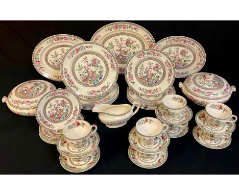 A Staffordshire Indian Tree pattern dinner and tea service; qty 