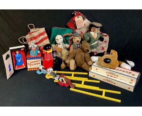 Toys &amp; Juvenalia - three Looney Tunes circus flying trapeze toys, each boxed; a Dora Designs 'Spottie Dog' doorstop with 