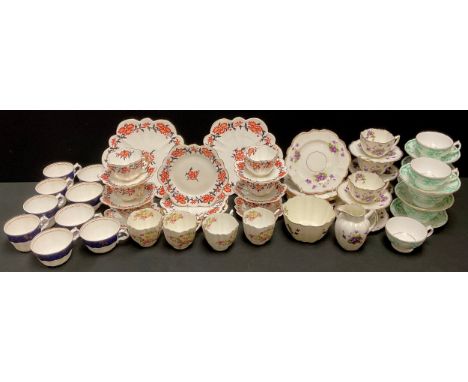 Ceramics - a Victorian Wileman &amp; Co. tea service for six comprising cake plate, side plates, cups and saucers; others set