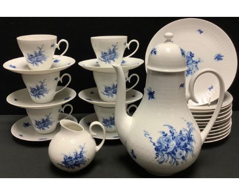 A Rosentahl coffee service, comprisngi coffee pot, milk jug, six cups, saucers, side plates and larger side plates, decorated