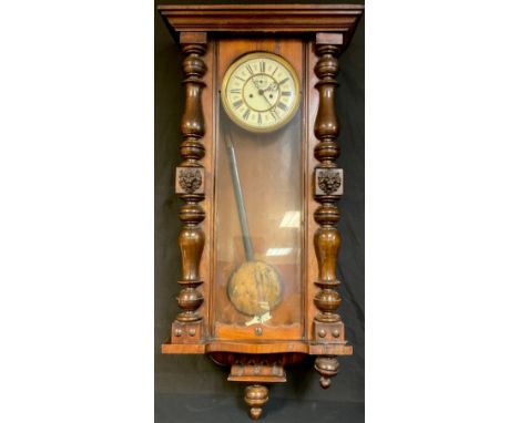 A 19th century walnut Vienna wall clock, c.1870, approx. 104cm high 