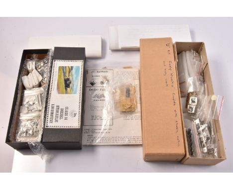 OO Gauge Warship Diesel and Class 14 Diesel Metal Kits, two unmade kits a 'Q' Kit Early Warship kit all parts packaged with i